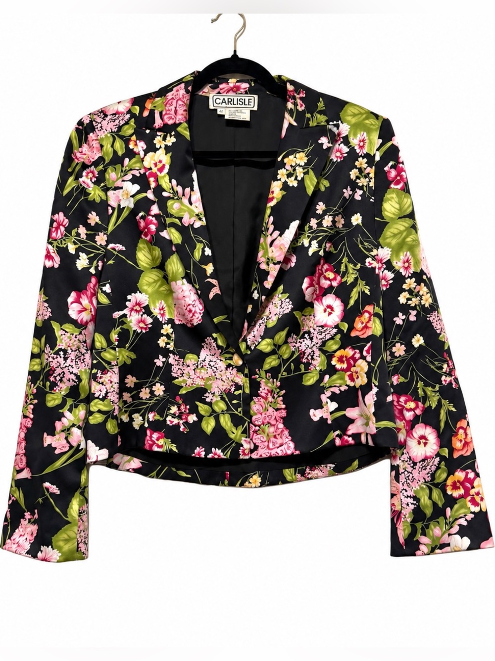 Vintage Y2K Carlisle 100% Silk Floral Blazer Jacket Size 12